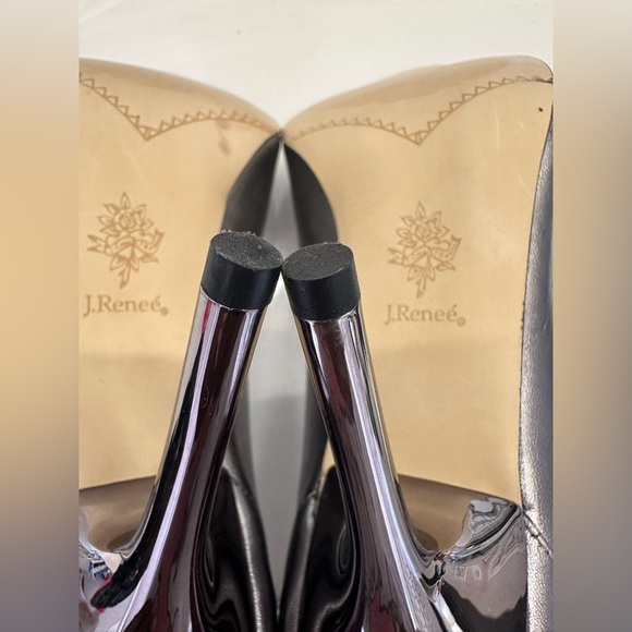 J.Renee Pewter Makensy ~ Size 9M ~ Peep Toe Jewel Wrap Ankle Strap Heels - Picture 7 of 12